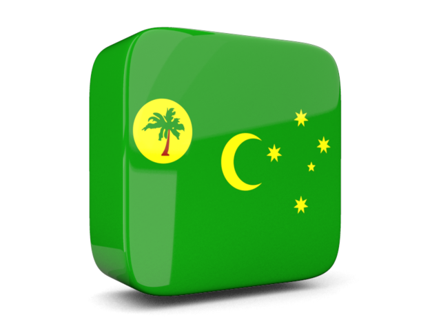 Glossy square icon 3d. Download flag icon of Cocos Islands at PNG format