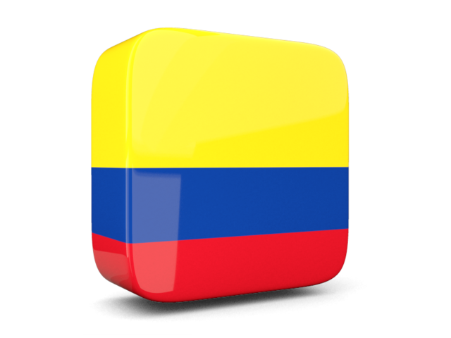 Glossy square icon 3d. Download flag icon of Colombia at PNG format
