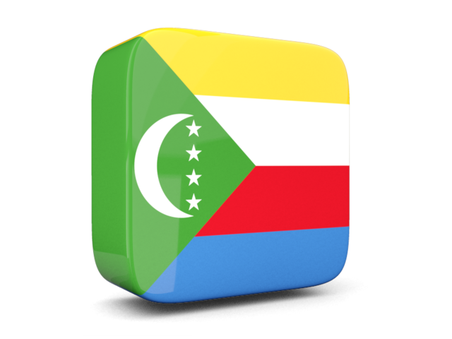 Glossy square icon 3d. Download flag icon of Comoros at PNG format