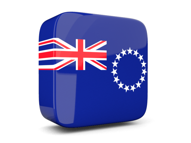 Glossy square icon 3d. Download flag icon of Cook Islands at PNG format