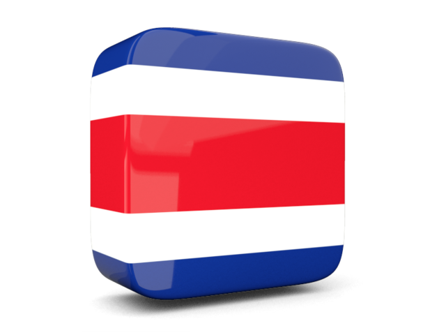 Glossy square icon 3d. Illustration of flag of Costa Rica