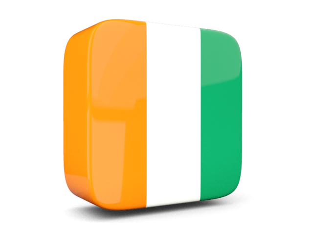 Glossy square icon 3d. Download flag icon of Cote d'Ivoire at PNG format