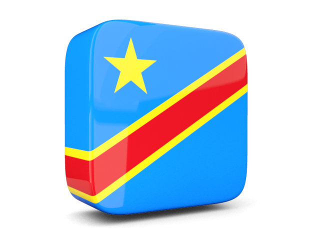 Глянцевая квадратная иконка 3d. Скачать флаг. Демократическая Республика Конго