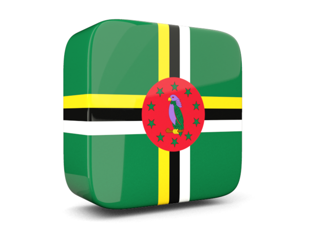 Glossy square icon 3d. Download flag icon of Dominica at PNG format