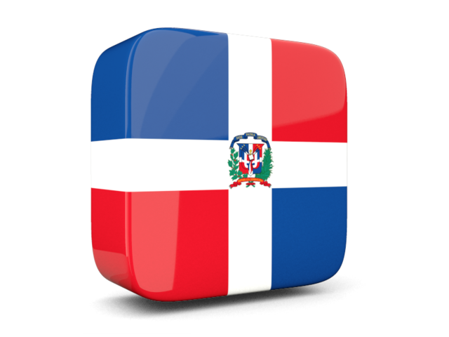 Glossy square icon 3d. Download flag icon of Dominican Republic at PNG format