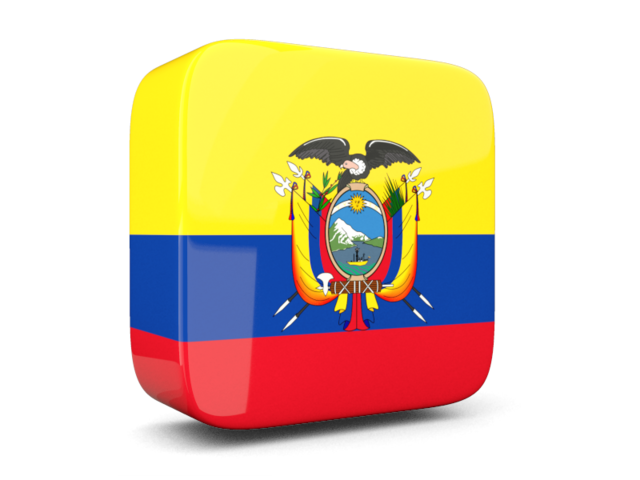 Glossy square icon 3d. Download flag icon of Ecuador at PNG format