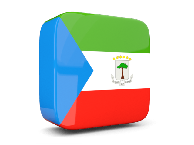 Glossy square icon 3d. Download flag icon of Equatorial Guinea at PNG format