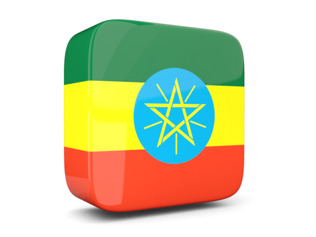 Glossy square icon 3d. Download flag icon of Ethiopia at PNG format