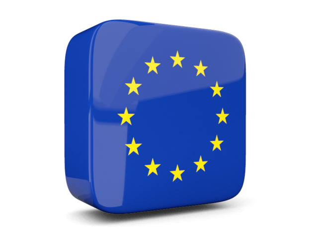 Glossy square icon 3d. Download flag icon of European Union at PNG format