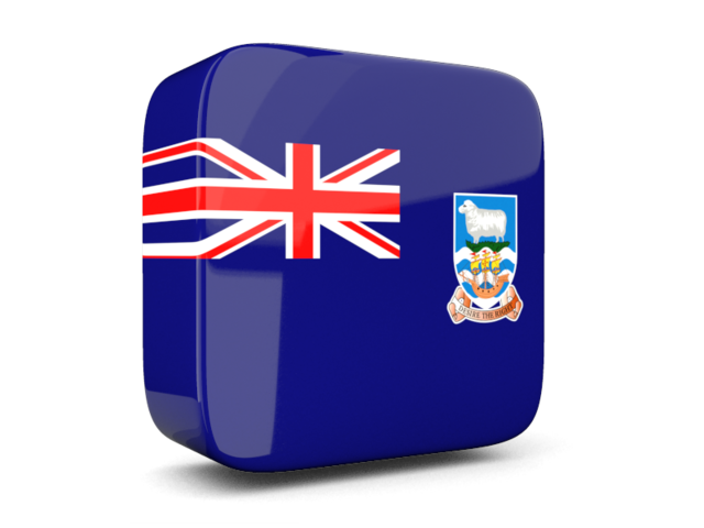 Glossy square icon 3d. Download flag icon of Falkland Islands at PNG format