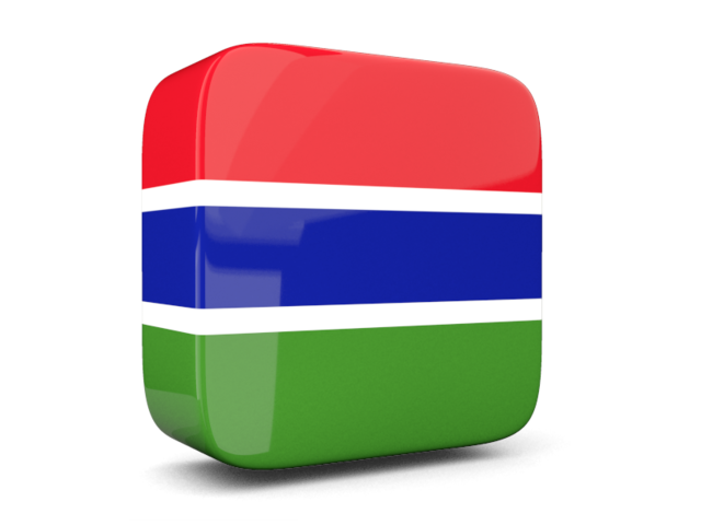 Glossy square icon 3d. Download flag icon of Gambia at PNG format