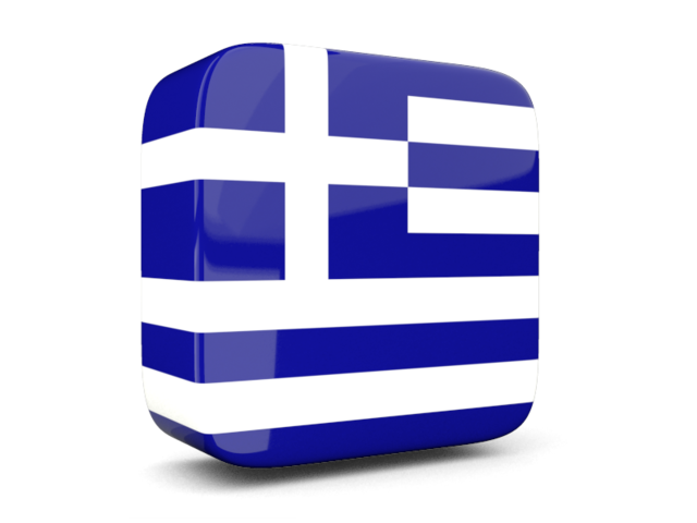 Glossy square icon 3d. Download flag icon of Greece at PNG format