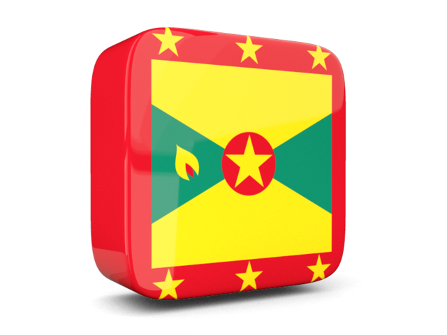 Glossy square icon 3d. Download flag icon of Grenada at PNG format