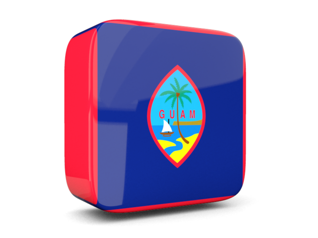 Glossy square icon 3d. Download flag icon of Guam at PNG format