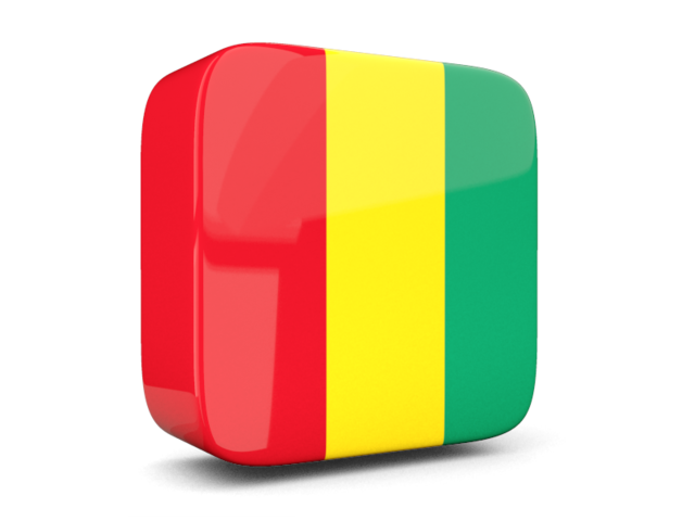 Glossy square icon 3d. Download flag icon of Guinea at PNG format