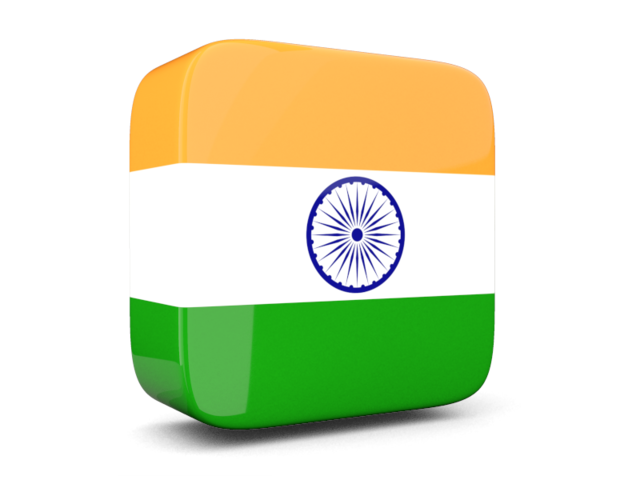 Glossy square icon 3d. Download flag icon of India at PNG format