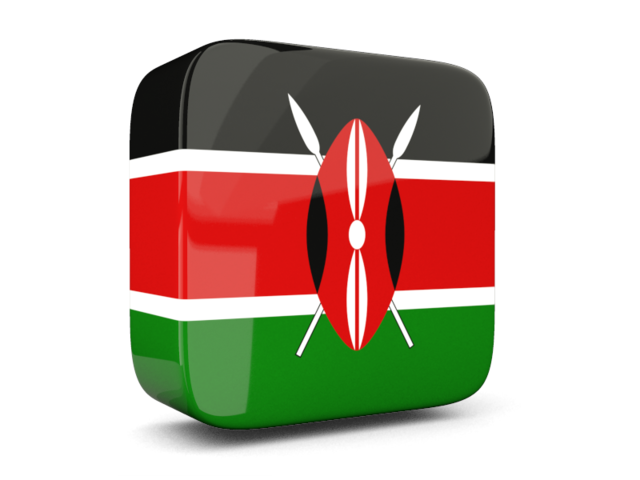 Glossy square icon 3d. Download flag icon of Kenya at PNG format