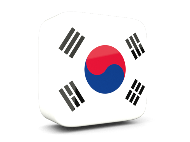 Glossy square icon 3d. Download flag icon of South Korea at PNG format