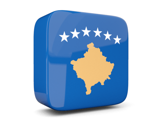 Glossy square icon 3d. Download flag icon of Kosovo at PNG format