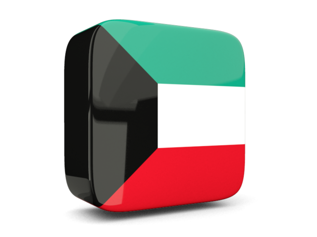 Glossy square icon 3d. Download flag icon of Kuwait at PNG format