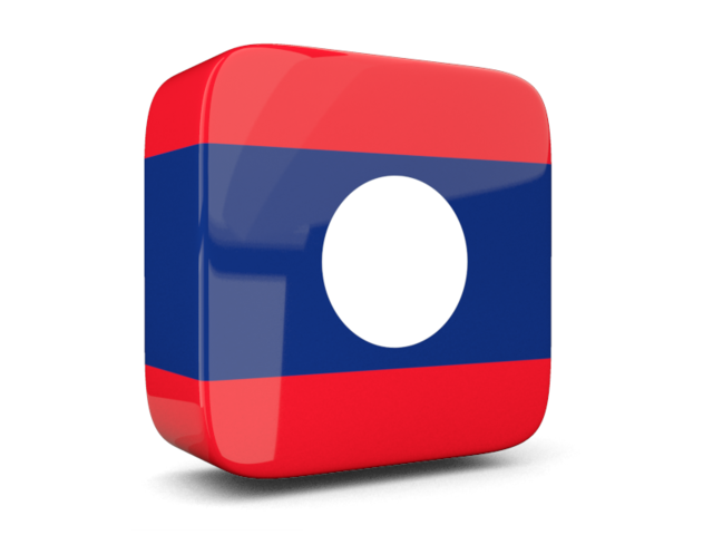 Glossy square icon 3d. Download flag icon of Laos at PNG format