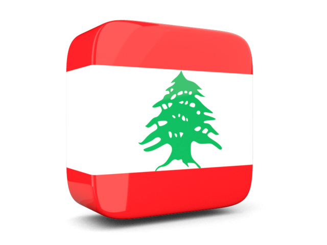 Glossy square icon 3d. Download flag icon of Lebanon at PNG format