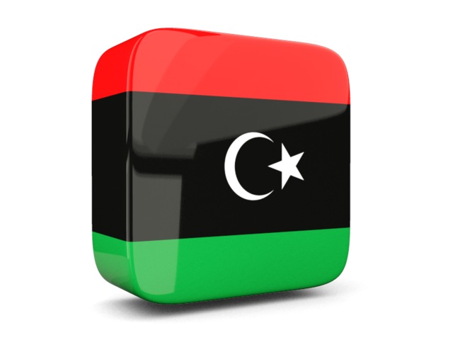 Glossy square icon 3d. Download flag icon of Libya at PNG format