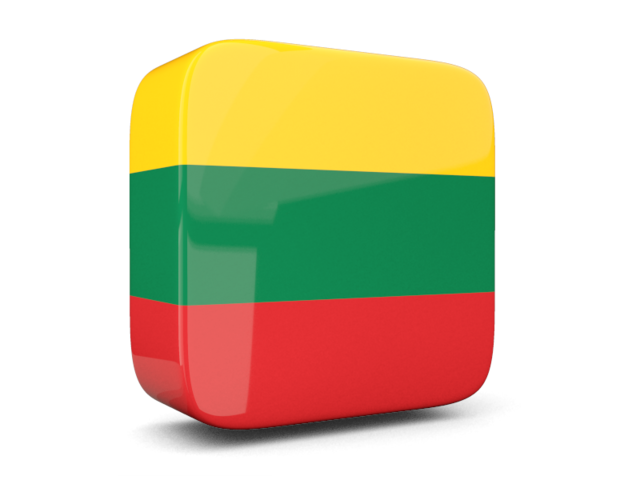 Glossy square icon 3d. Download flag icon of Lithuania at PNG format