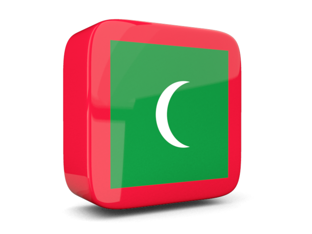 Глянцевая квадратная иконка 3d. Скачать флаг. Мальдивы