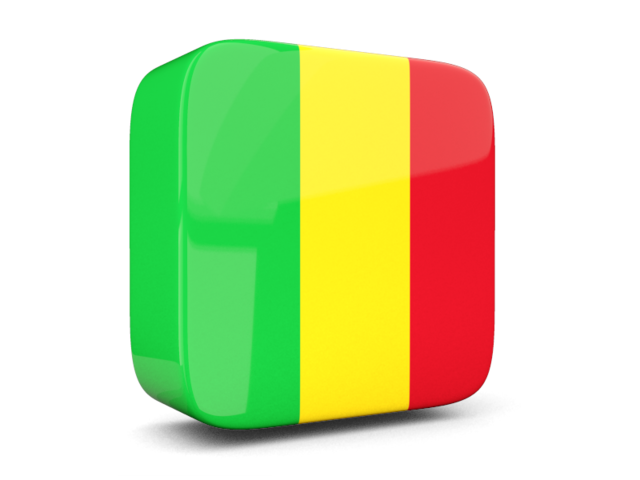 Glossy square icon 3d. Download flag icon of Mali at PNG format