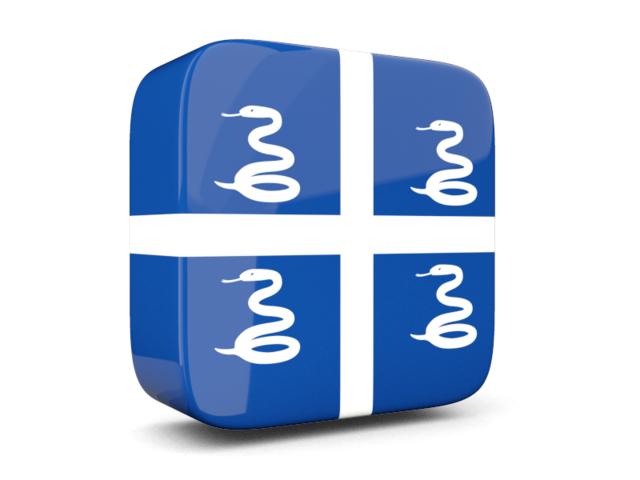 Glossy square icon 3d. Download flag icon of Martinique at PNG format