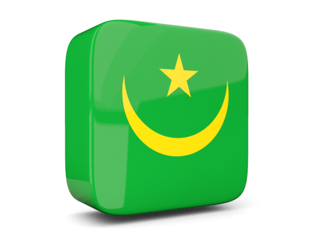 Glossy square icon 3d. Download flag icon of Mauritania at PNG format