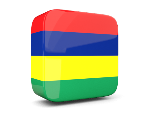 Glossy square icon 3d. Download flag icon of Mauritius at PNG format