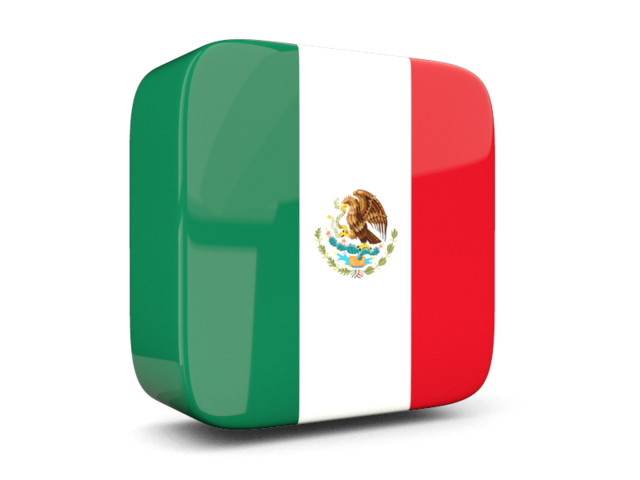 Glossy square icon 3d. Download flag icon of Mexico at PNG format