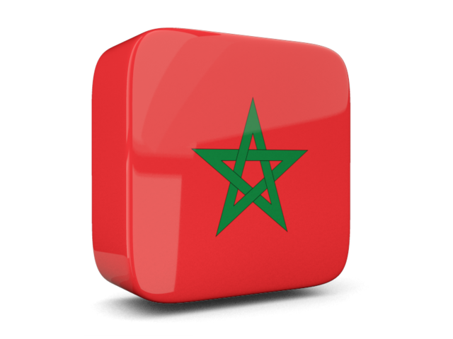 Glossy square icon 3d. Download flag icon of Morocco at PNG format