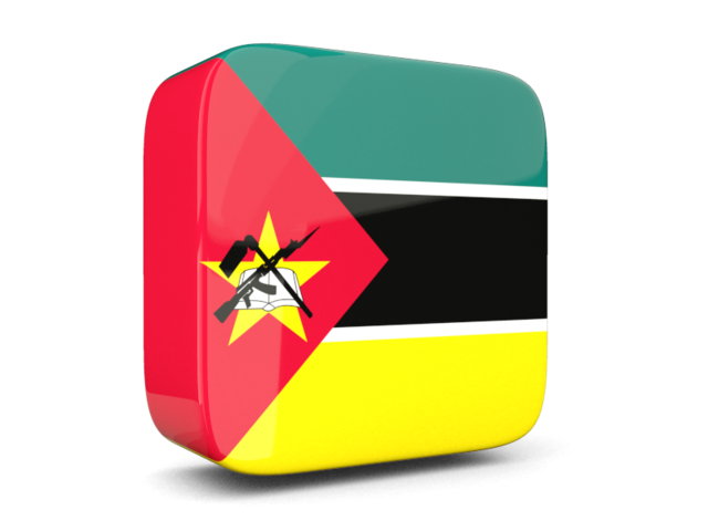 Glossy square icon 3d. Download flag icon of Mozambique at PNG format