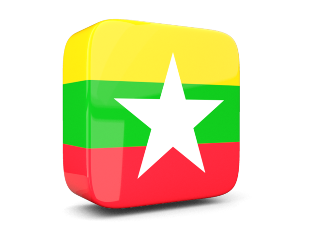 Glossy square icon 3d. Download flag icon of Myanmar at PNG format