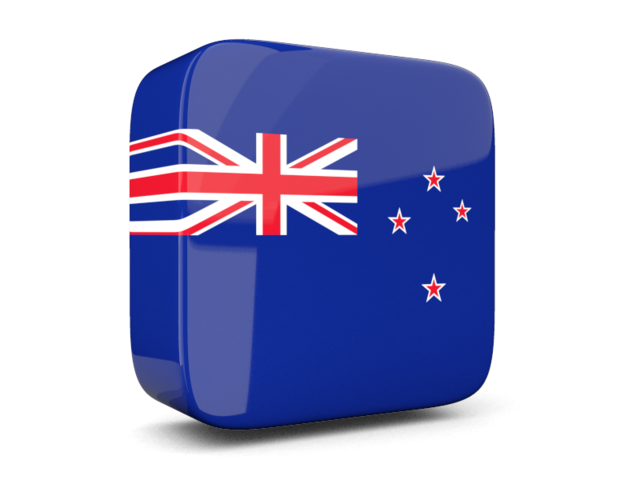 Глянцевая квадратная иконка 3d. Скачать флаг. Новая Зеландия