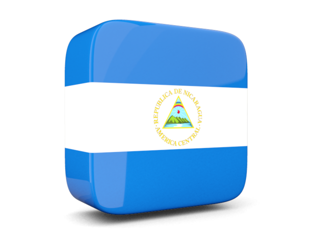 Glossy square icon 3d. Download flag icon of Nicaragua at PNG format