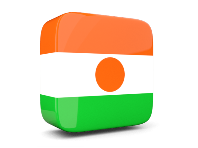 Glossy square icon 3d. Download flag icon of Niger at PNG format