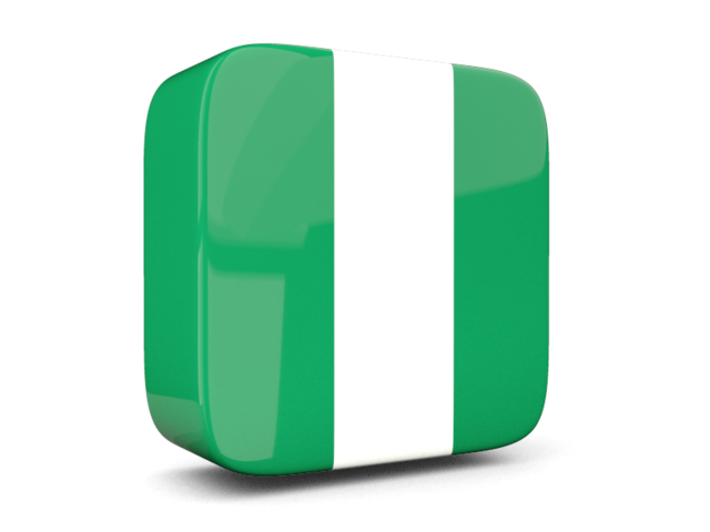 Glossy square icon 3d. Download flag icon of Nigeria at PNG format