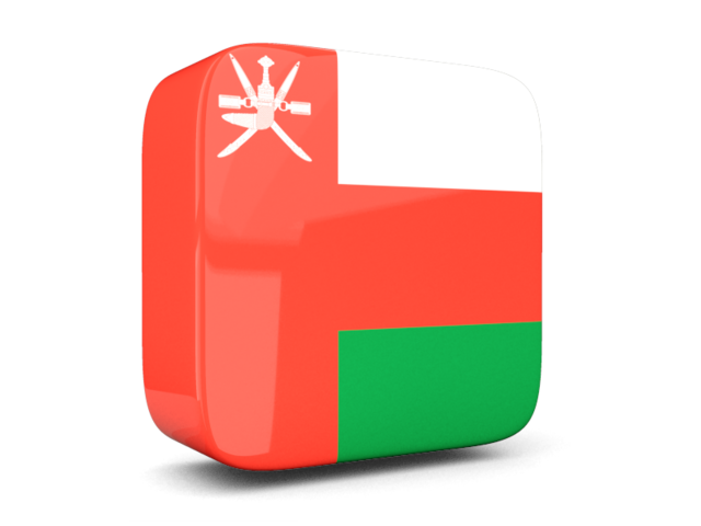 Glossy square icon 3d. Download flag icon of Oman at PNG format