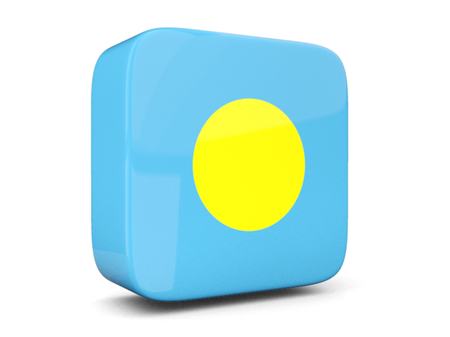 Glossy square icon 3d. Download flag icon of Palau at PNG format