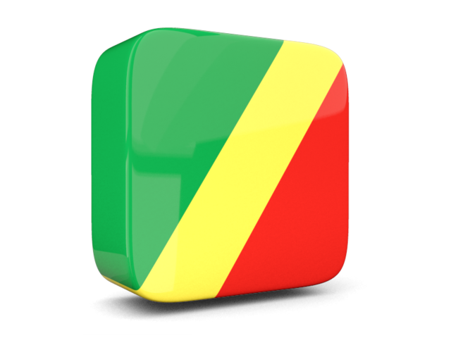 Glossy square icon 3d. Download flag icon of Republic of the Congo at PNG format