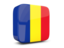 Romania. Glossy square icon 3d. Download icon.