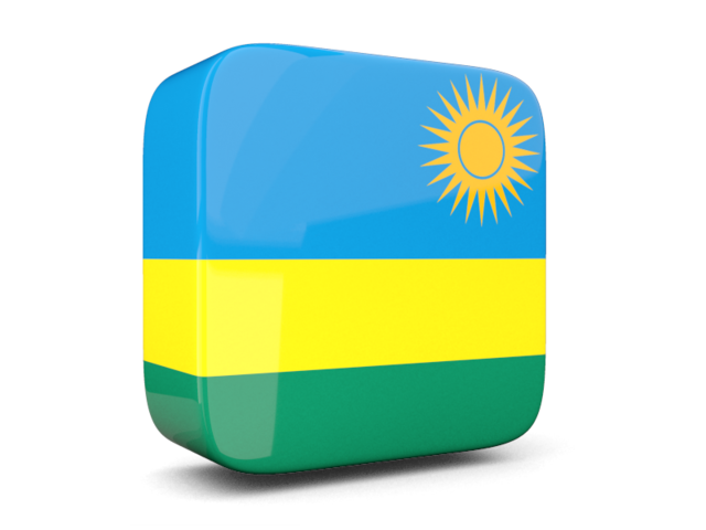 Glossy square icon 3d. Download flag icon of Rwanda at PNG format