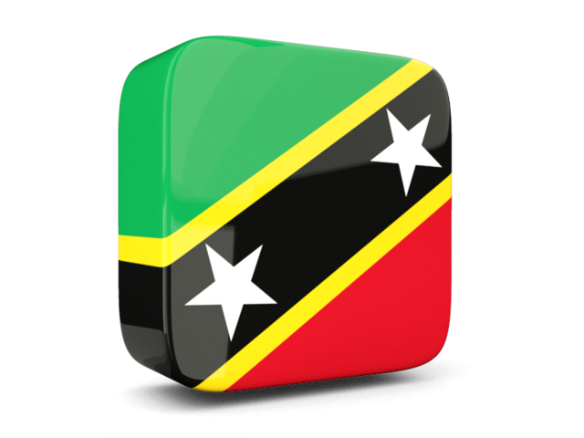 Glossy square icon 3d. Download flag icon of Saint Kitts and Nevis at PNG format