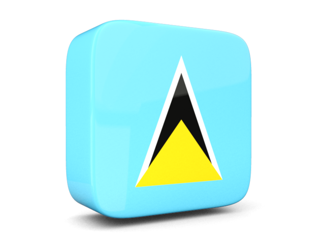 Glossy square icon 3d. Download flag icon of Saint Lucia at PNG format