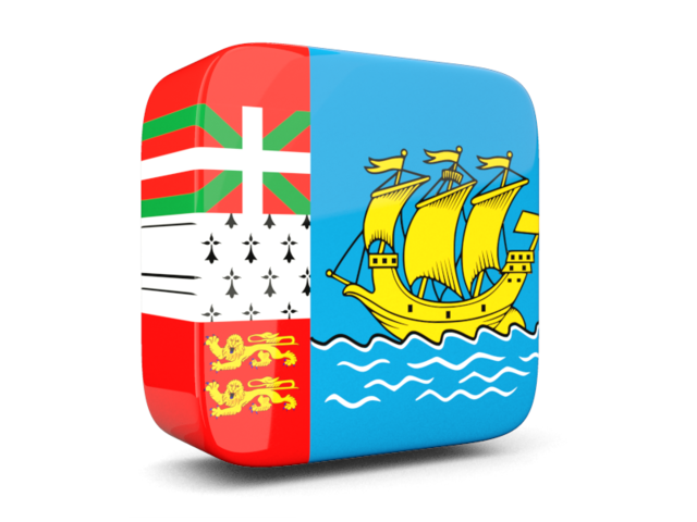 Glossy square icon 3d. Download flag icon of Saint Pierre and Miquelon at PNG format