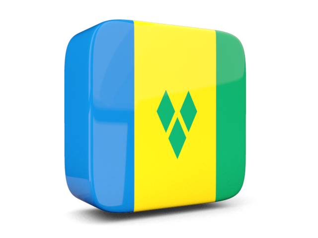 Glossy square icon 3d. Download flag icon of Saint Vincent and the Grenadines at PNG format
